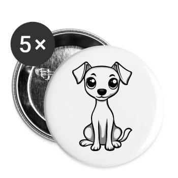 Whippet Hund Comic Niedlich - Buttons groß 56 mm (5er Pack) - Weiß - Vorne