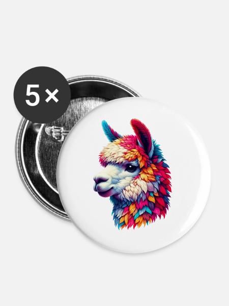 Alpaka - Buttons groß 56 mm (5er Pack) - Weiß
