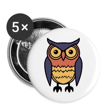 Eule Halloween Tier - Buttons groß 56 mm (5er Pack) - Weiß - Vorne