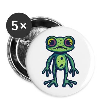 Frosch Halloween Tier - Buttons groß 56 mm (5er Pack) - Weiß - Vorne