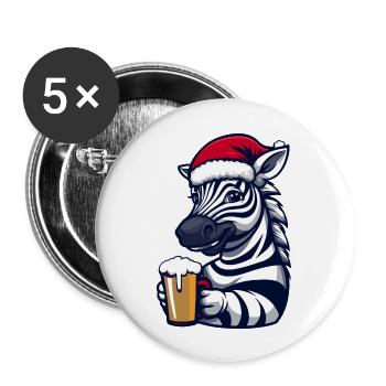 Bière de Noël Zebra - Lot de 5 grands badges (56 mm) - blanc - Devant