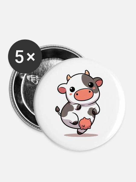 Kuh - Buttons groß 56 mm (5er Pack) - Weiß
