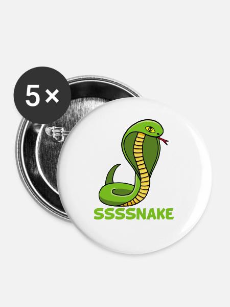 Schlangen-Manga - Buttons groß 56 mm (5er Pack) - Weiß