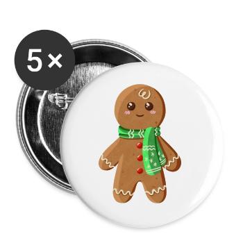 Mignon bonhomme en pain d’épice - Lot de 5 grands badges (56 mm) - blanc - Devant