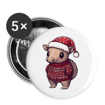 Bande dessinée de Noël Armadillo - Lot de 5 grands badges (56 mm) - blanc - Devant