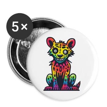 Hyène d’Halloween Animal - Lot de 5 grands badges (56 mm) - blanc - Devant