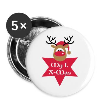 mon premier Noël - Lot de 5 grands badges (56 mm) - blanc - Devant
