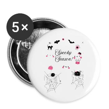 Black and Pink Illustrated Spooky Season - Buttons large 2.2''/56 mm (5-pack) - white - Front