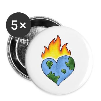 Liebe Erde - Buttons groß 56 mm (5er Pack) - Weiß - Vorne