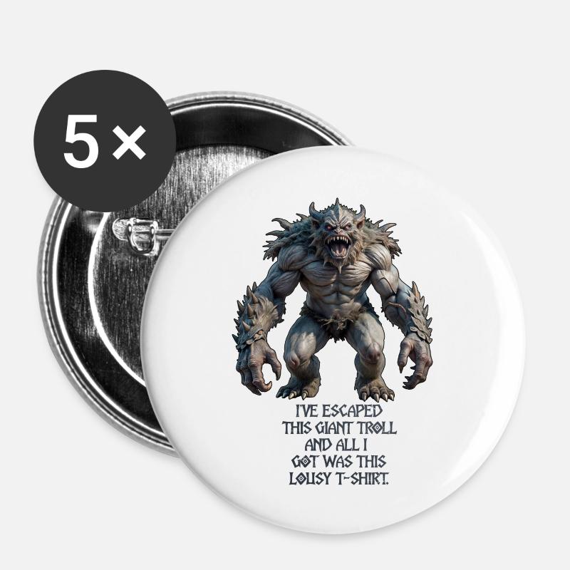 Troll Trouble - Buttons large 2.2''/56 mm (5-pack) - white