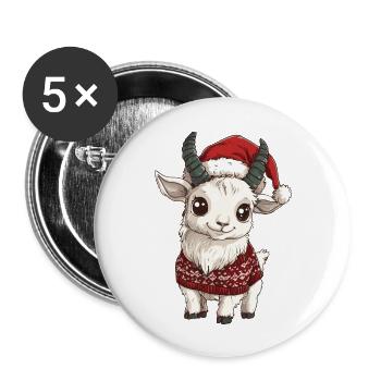 Bande dessinée de Noël Chèvre de montagne - Lot de 5 grands badges (56 mm) - blanc - Devant