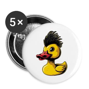 Canard en caoutchouc Punk - Lot de 5 grands badges (56 mm) - blanc - Devant