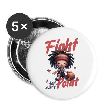 Battez-vous pour chaque point de basket-ball - Lot de 5 grands badges (56 mm) - blanc - Devant