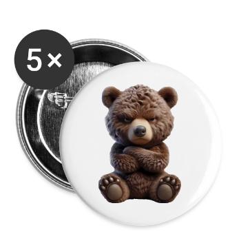 Bär grimmig 2 - Buttons groß 56 mm (5er Pack) - Weiß - Vorne