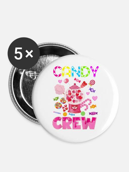 Candy Crew Decorations Sweetie Candy Squad - Buttons groß 56 mm (5er Pack) - Weiß