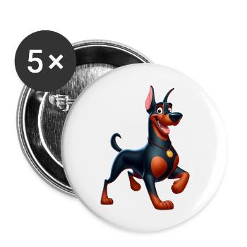 Dobermann 4 - Buttons groß 56 mm (5er Pack) - Weiß - Vorne