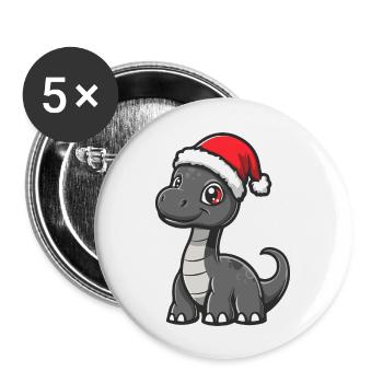 Dinosaure Brontosaure Noël Mignon - Lot de 5 grands badges (56 mm) - blanc - Devant