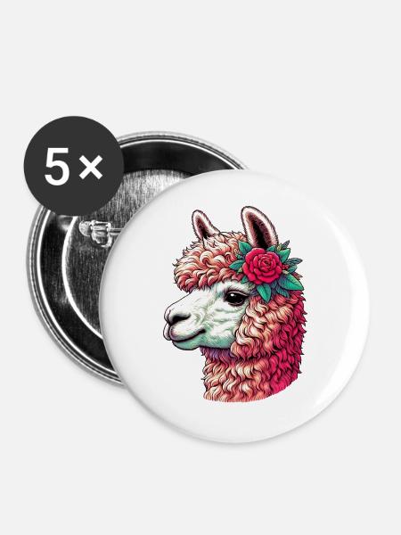Alpaka - Buttons groß 56 mm (5er Pack) - Weiß