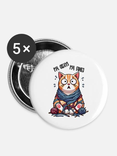 Okayste Katze - Buttons groß 56 mm (5er Pack) - Weiß