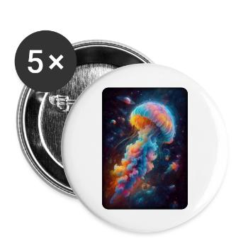 Oeuvre de méduse cosmique - Lot de 5 grands badges (56 mm) - blanc - Devant