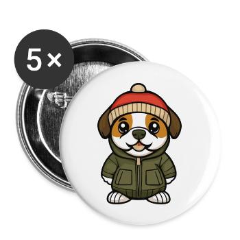 Chien Saint-Bernard Élégant - Lot de 5 grands badges (56 mm) - blanc - Devant