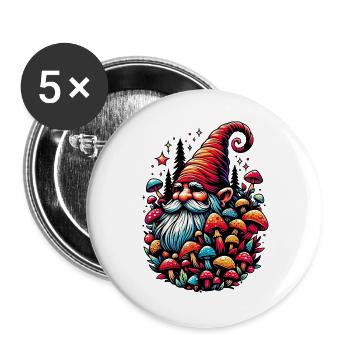 Gnom - Buttons groß 56 mm (5er Pack) - Weiß - Vorne