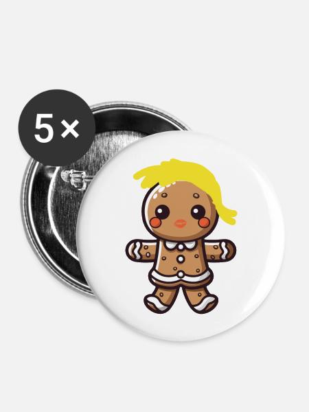 Gingerbread Frau - Buttons groß 56 mm (5er Pack) - Weiß