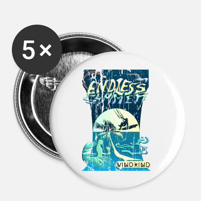 Kiteboarding - Buttons large 2.2''/56 mm (5-pack) - white