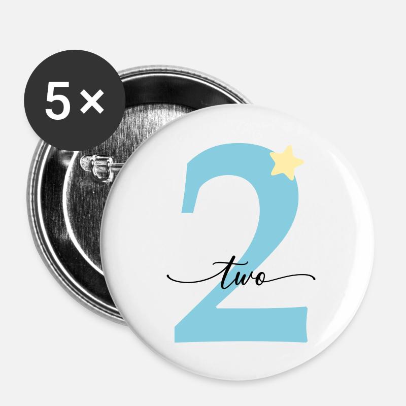 2nd birthday two years - Buttons large 2.2''/56 mm (5-pack) - white