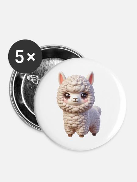 Alpaka 3 - Buttons groß 56 mm (5er Pack) - Weiß