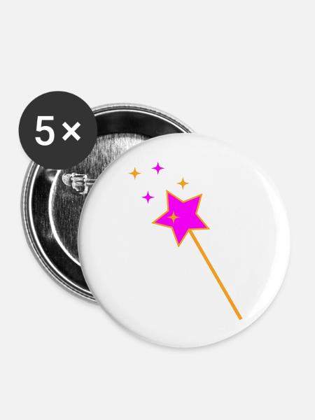 Zauberstab - Buttons groß 56 mm (5er Pack) - Weiß