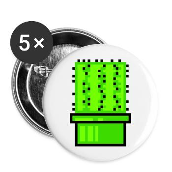 Cactus Cacti Retro Video Game Pixel Flower Pot - Buttons large 2.2''/56 mm (5-pack) - white - Front