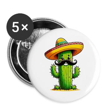Kaktus - Buttons groß 56 mm (5er Pack) - Weiß - Vorne