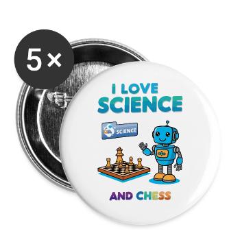 Science and Chess - Buttons large 2.2''/56 mm (5-pack) - white - Front