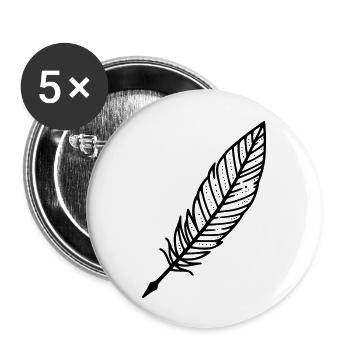 Feder Schreibfeder - Buttons groß 56 mm (5er Pack) - Weiß - Vorne