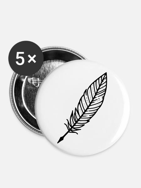 Feder Schreibfeder - Buttons groß 56 mm (5er Pack) - Weiß