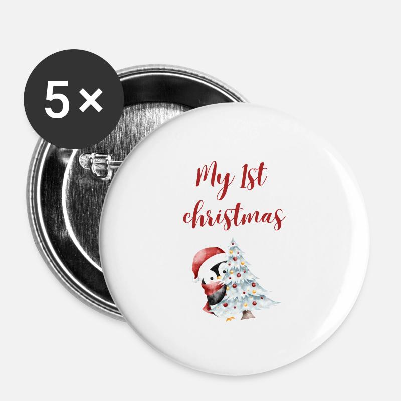 My first Christmas - Buttons groß 56 mm (5er Pack) - Weiß