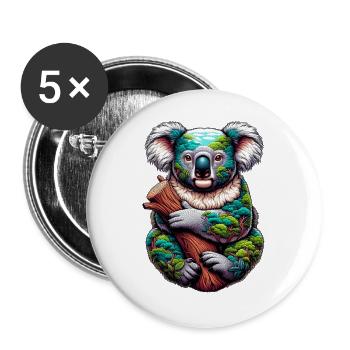 Koala - Lot de 5 grands badges (56 mm) - blanc - Devant