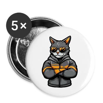 Cat Comic - Buttons large 2.2''/56 mm (5-pack) - white - Front