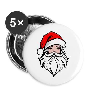 weihnachtsfrau Weihnachten female mrs. santa clara - Lot de 5 grands badges (56 mm) - blanc - Devant