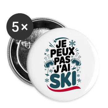 Ich kann nicht Ski fahren - Buttons groß 56 mm (5er Pack) - Weiß - Vorne