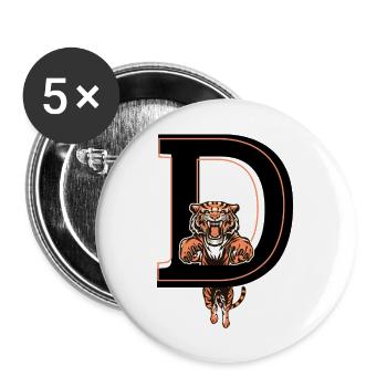 Tiger Brief - Geschenkidee - Buttons groß 56 mm (5er Pack) - Weiß - Vorne