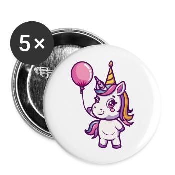 Unicorn Birthday Comic Cute - Buttons large 2.2''/56 mm (5-pack) - white - Front