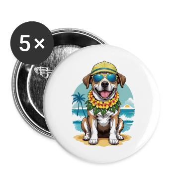 Dog Holidays Dog Holidays Hawaii Island Sea - Buttons large 2.2''/56 mm (5-pack) - white - Front