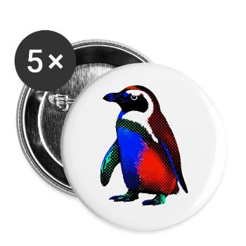 Pingouin - Lot de 5 grands badges (56 mm) - blanc - Devant