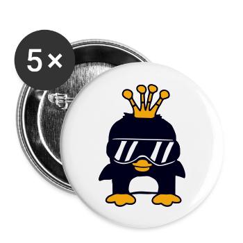 Couronne Pingouin Roi Reine Prince Princesse Petit - Lot de 5 grands badges (56 mm) - blanc - Devant