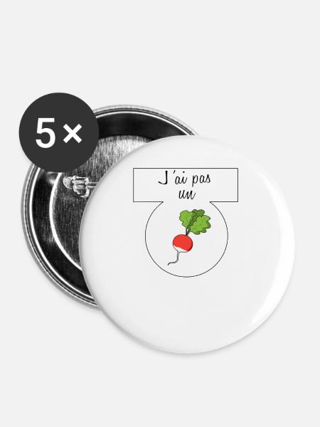 Ich habe keinen Rettich - Buttons groß 56 mm (5er Pack) - Weiß