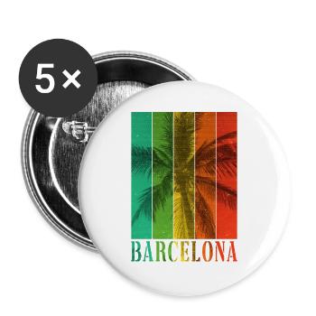 Barcelone Espagne Été Palmiers Plage Mer Vacances - Lot de 5 grands badges (56 mm) - blanc - Devant
