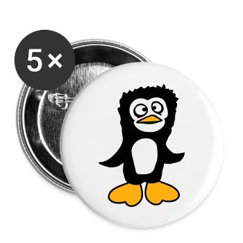 Le pingouin a l’air confus, stupide, drôle, grimace - Lot de 5 grands badges (56 mm) - blanc - Devant