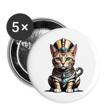 Chat Pharaon Chat Égypte Pyramide Cadeau - Lot de 5 grands badges (56 mm) - blanc - Devant